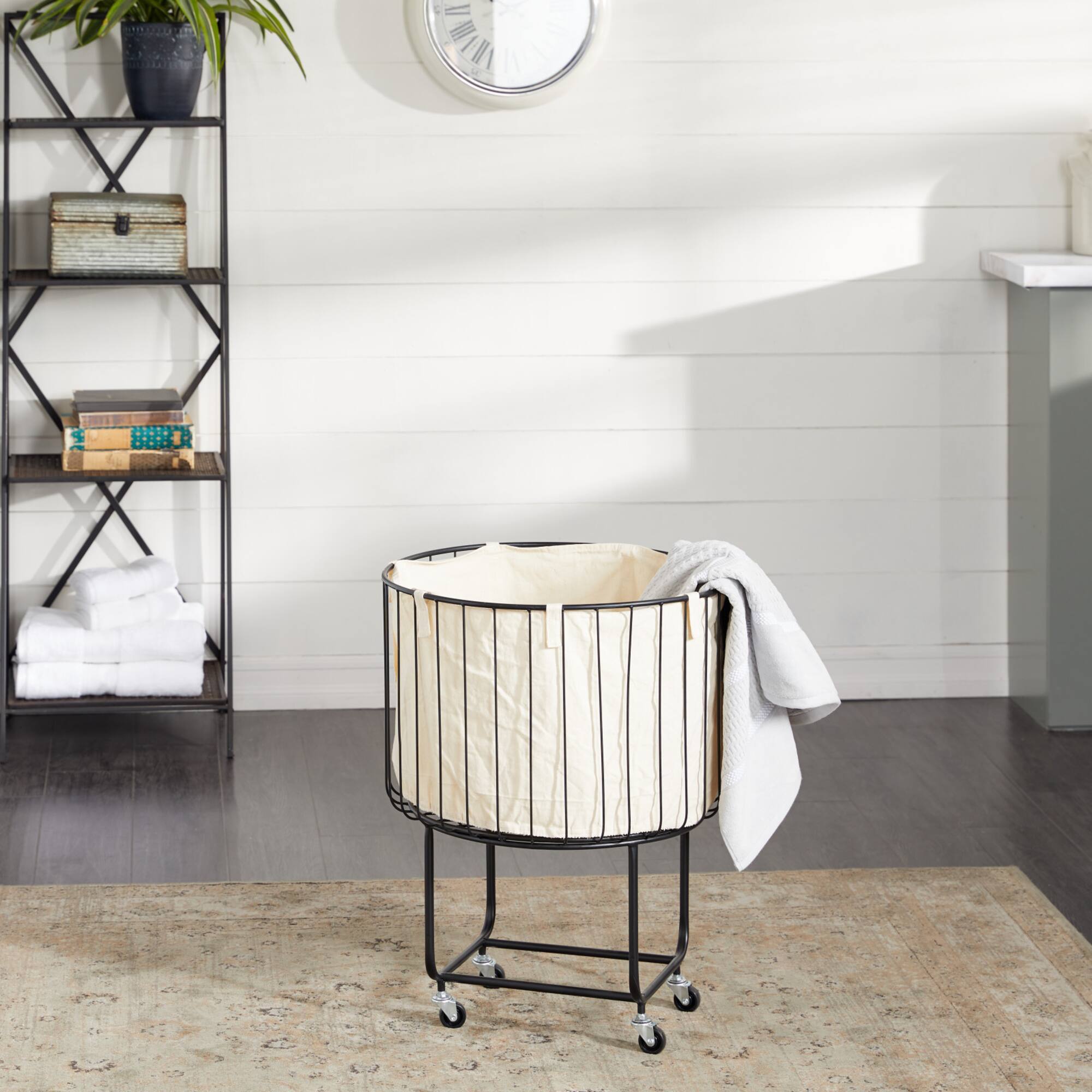 Black Contemporary Metal Storage Cart, 26" x 19"